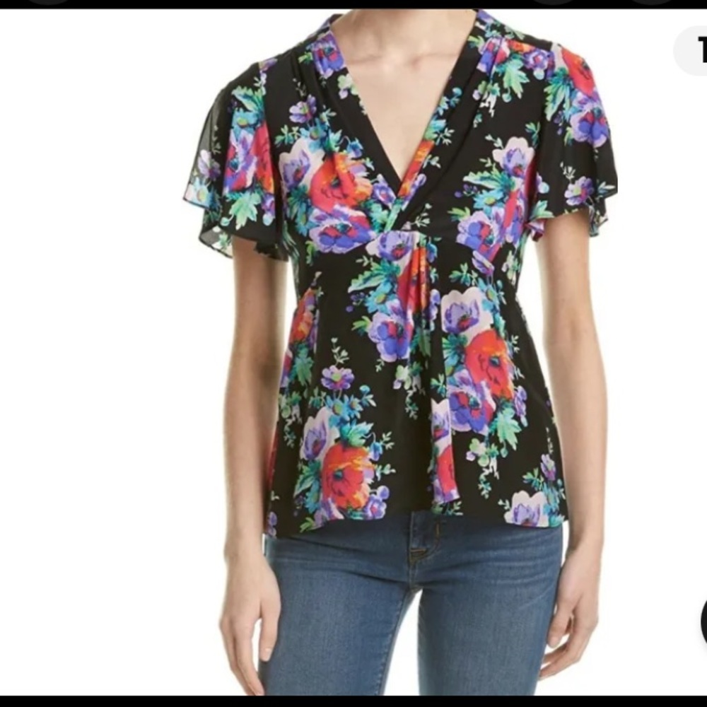 Silk Nanette Lepore Poppy Top Blouse EUC Lg